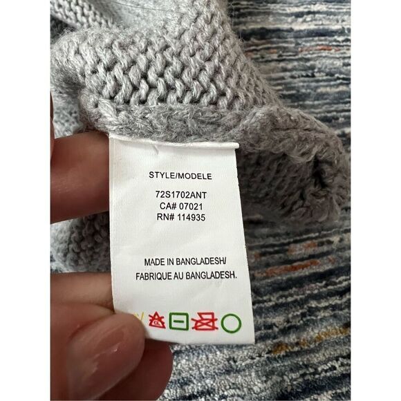 Anthropologie NWT Split Back Sweater Grey Sz L - Picture 4 of 11